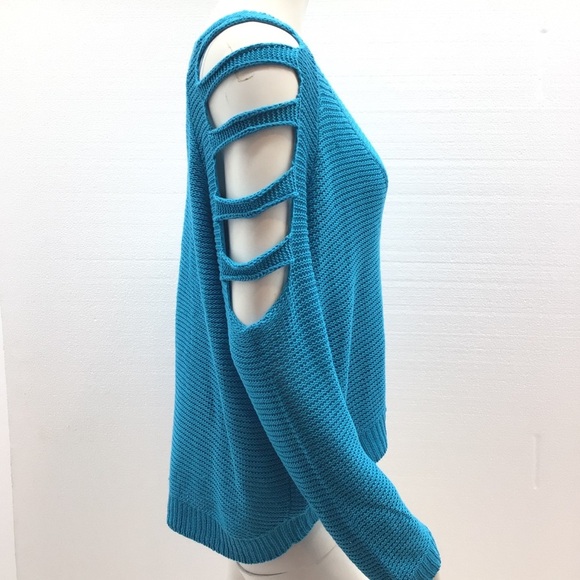 Love by Design Blue Lattice Sleeve Cardigan XL - Picture 2 of 6